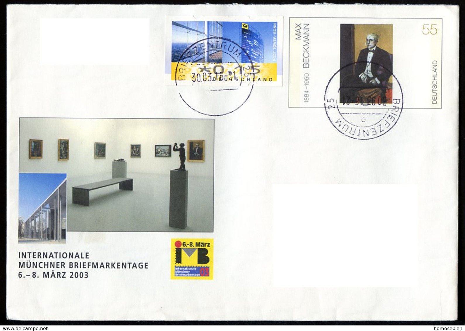 Allemagne Fédérale - Germany - Deutschland Entier Postal 2003 Y&T N°2143 - Michel N°2315 (o) - 55c œuvre De M Beckmann - Buste - Usati