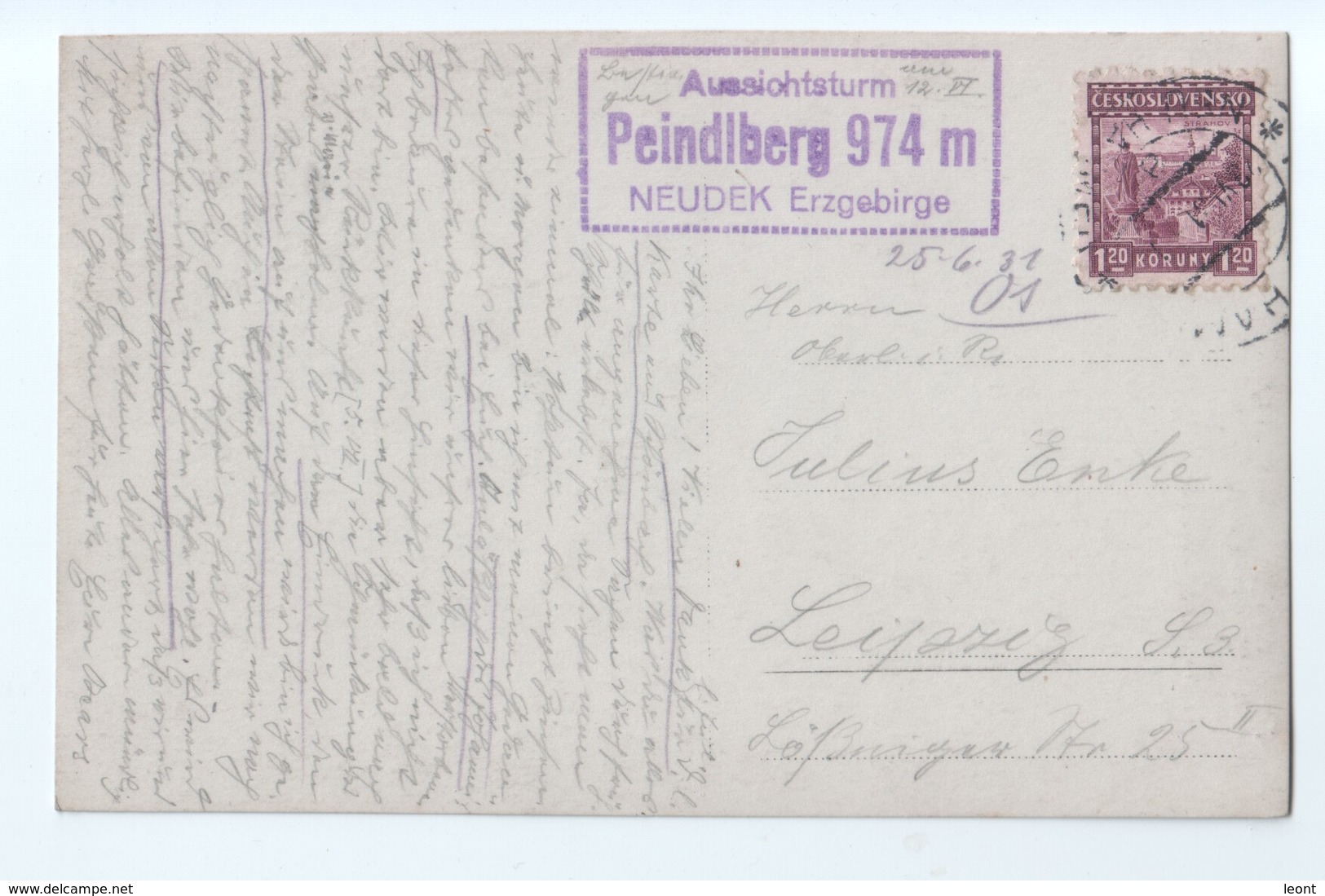 Czechia - Tisovský Vrch - Peindlberg 974m - Neudek Erzgebirge Stamp Bergheim - Photo - Some People - 1931 - Tschechische Republik