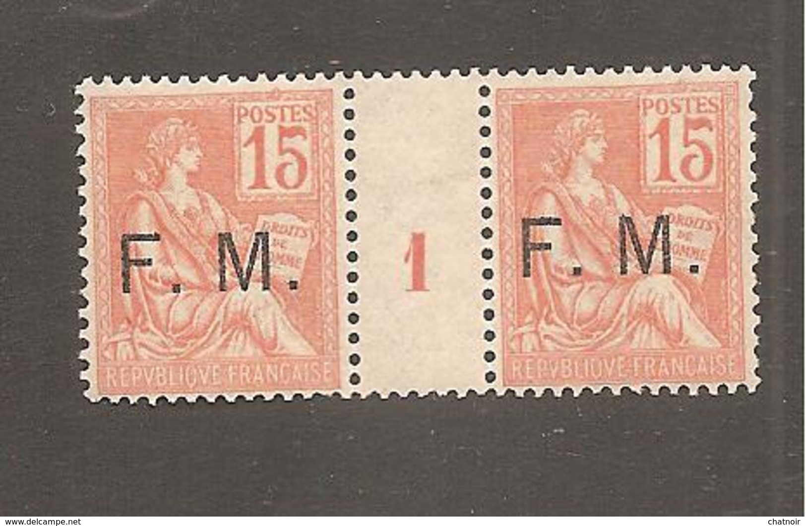 Paire 15c Mouchon Surch  Franchise Militaire  Millesime 1 - Timbres De Franchise Militaire