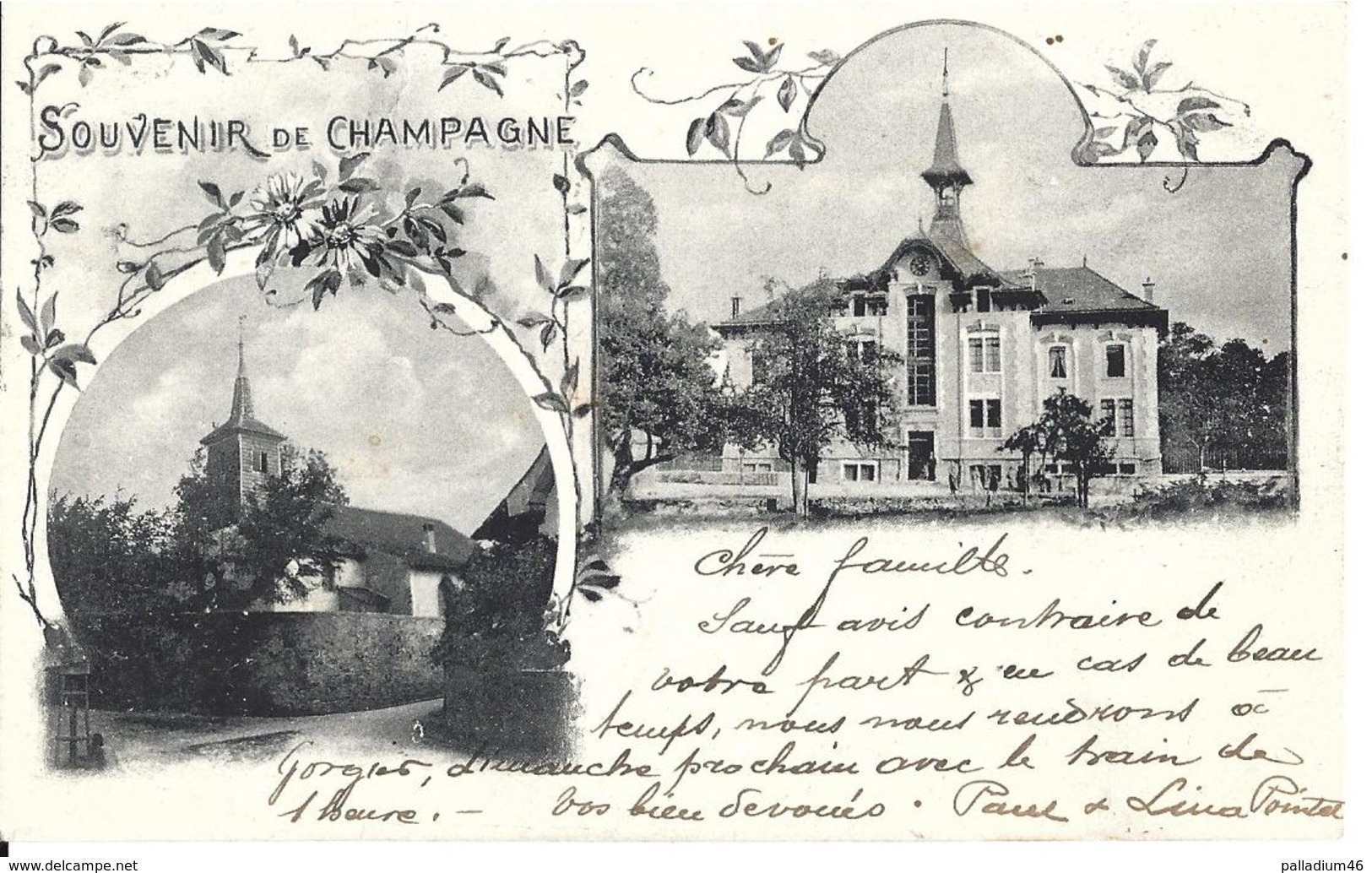 VAUD CHAMPAGNE - SOUVENIR DE CHAMPAGNE   - Circulée Le 05.08.1903 - Champagne