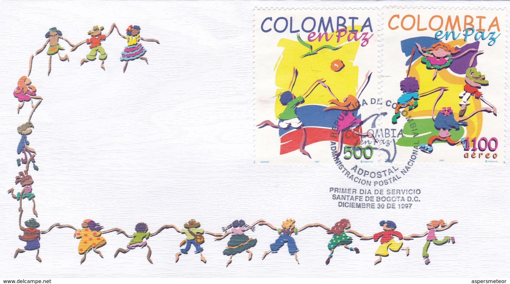 COLOMBIA EN PAZ-FDC 1997 BOGOTA - BLEUP - Colombia