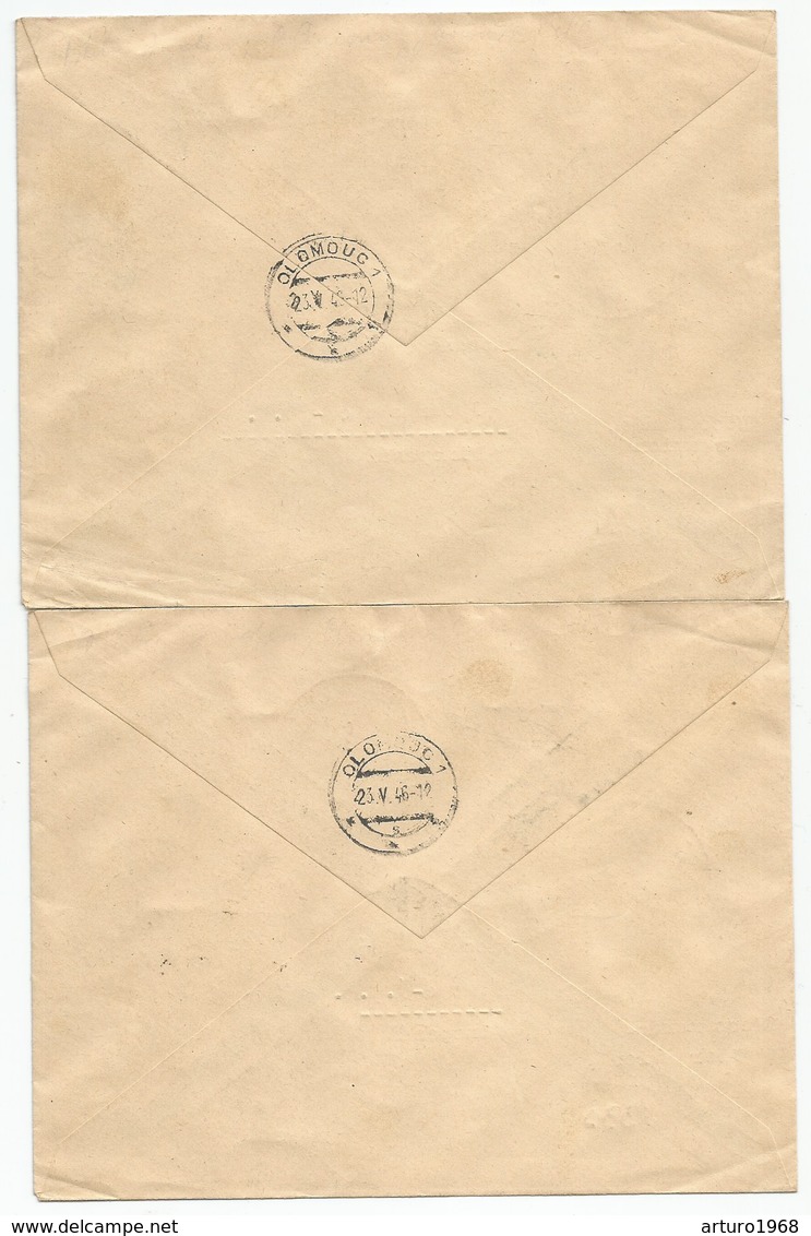 Jugoslawien Yugoslavia Yougoslavie Mi.486/91I + II Both Complete Sets On 2 Registered Covers To Czechoslovakia 1946 - Covers & Documents