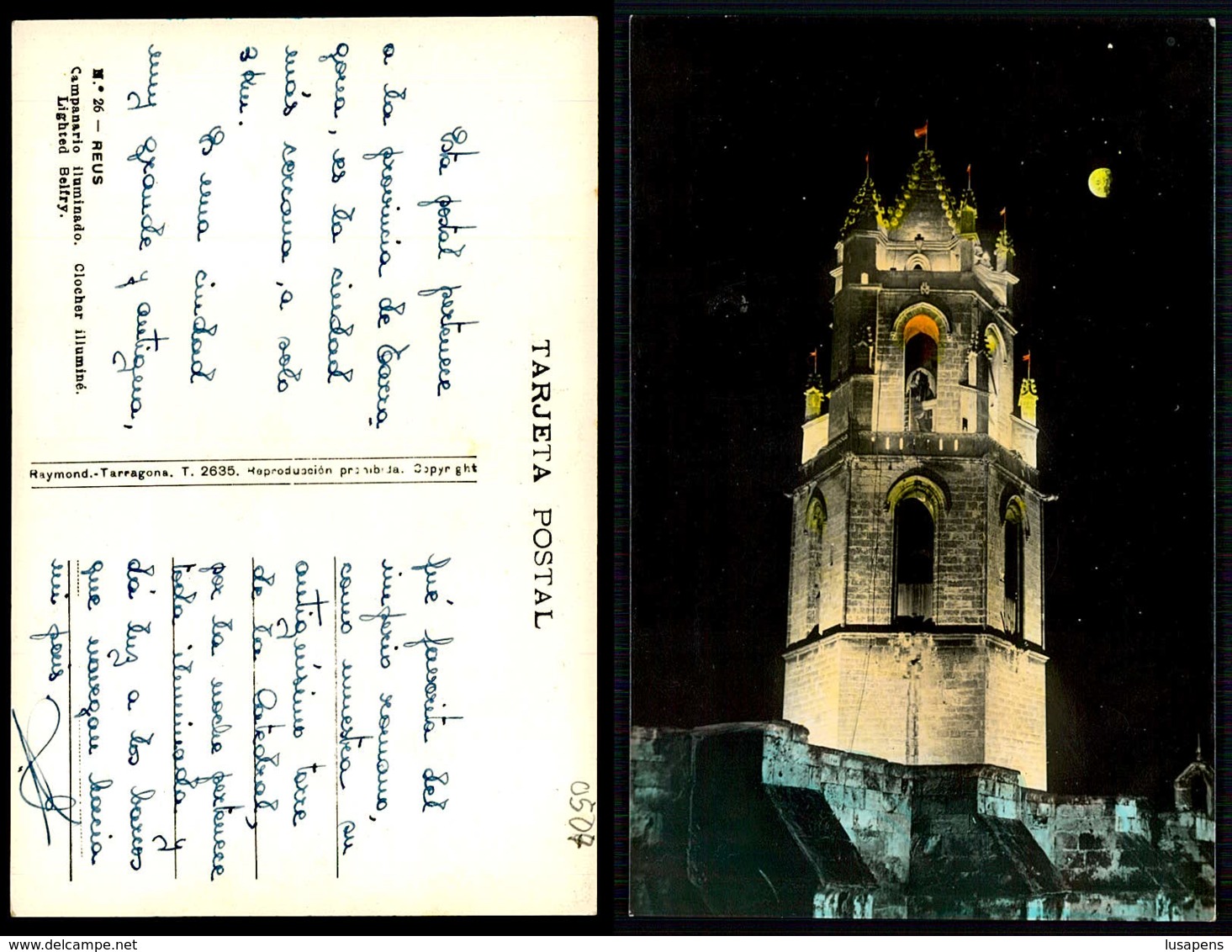 EC [00507]- ESPAÑA- REUS- CAMPANARIO ILUMINADO - Andere & Zonder Classificatie