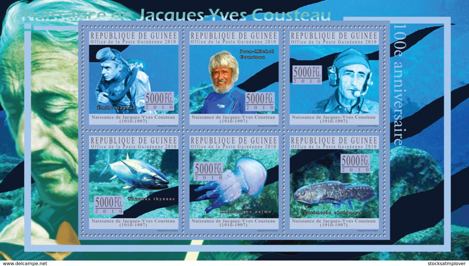 Guinea 2010  Jacques-Yves Cousteau,fishes ,diving - Guinea (1958-...)
