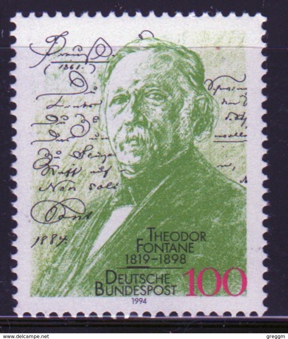 Germany 1994 Single Stamp To Celebrate The 175th Anniversary Of The Birth Of Theodor Fontane. - Neufs