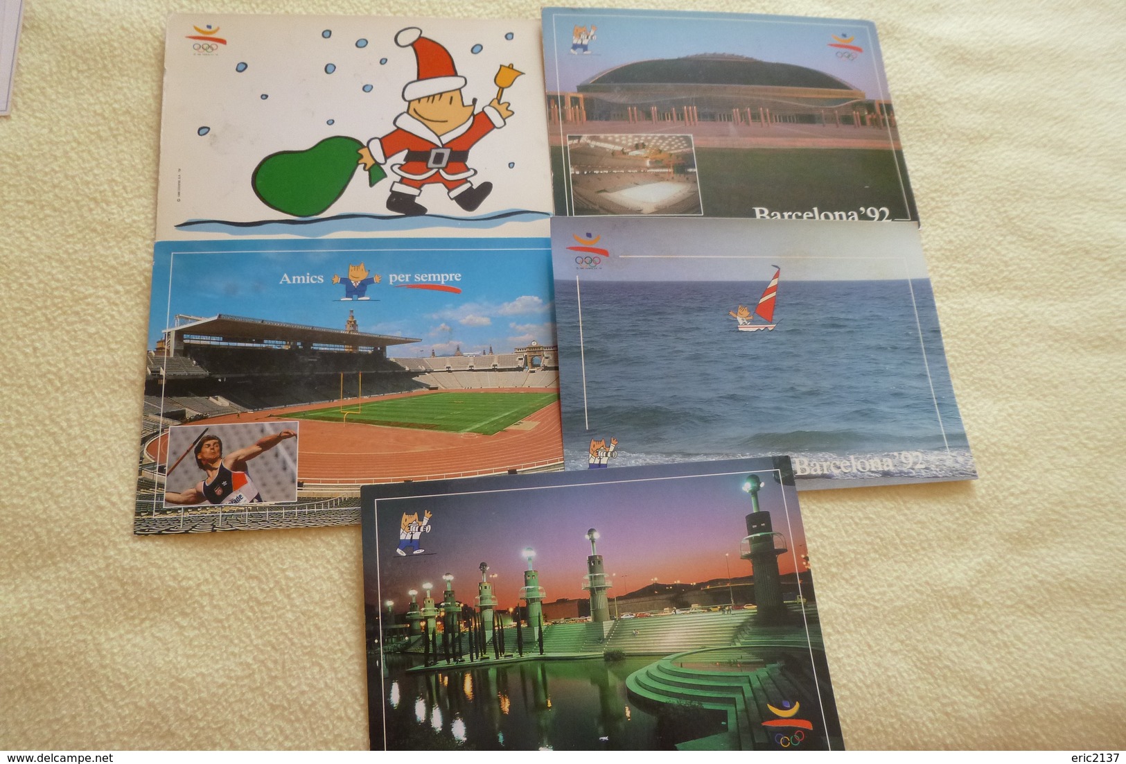 LOT DE 5 CARTES JEUX OLYMPIQUES DE BARCELONE ...1992...STADE...MASCOTTE...ETC - 5 - 99 Cartes