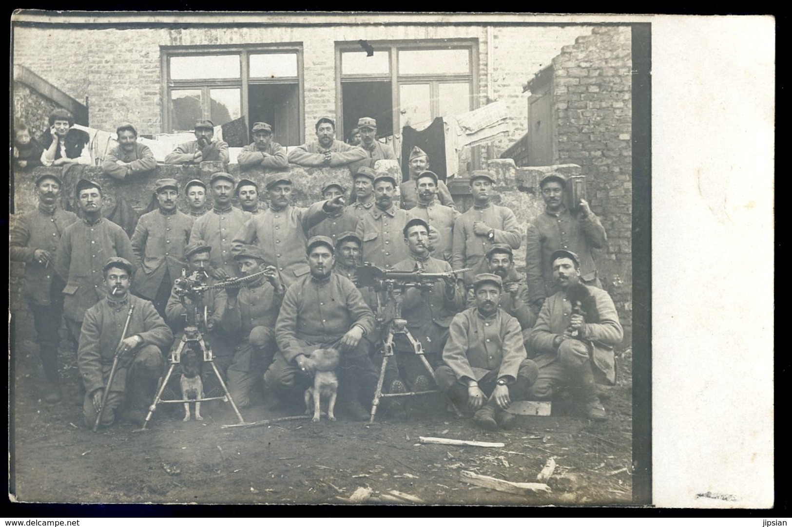 Cpa Carte Photo Groupe De Militaires  Du 68ème Avec Deux Mitrailleuses  MA4 - Regimente