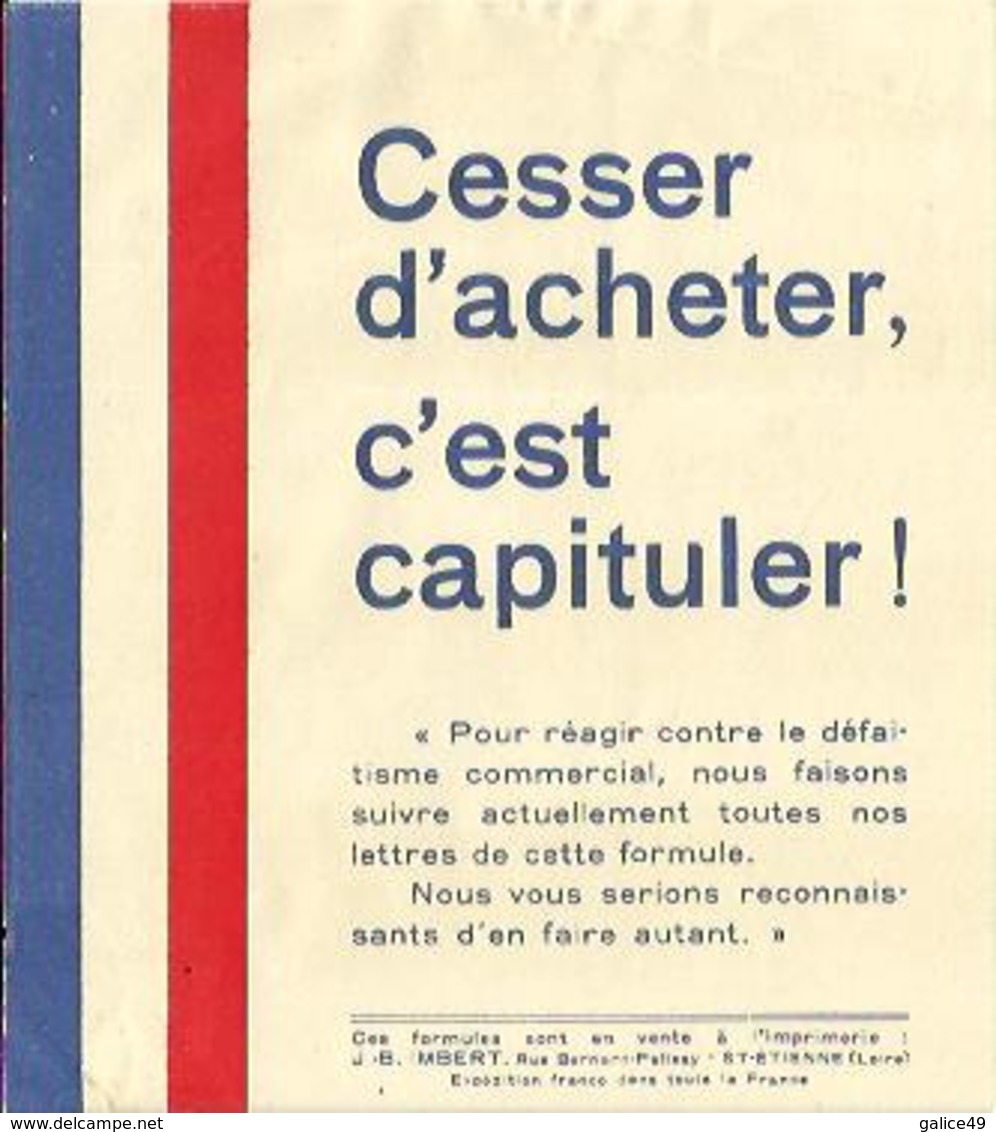 Tracte De 1939 "Cesser D'Acheter C'est Capituler" - 1939-45