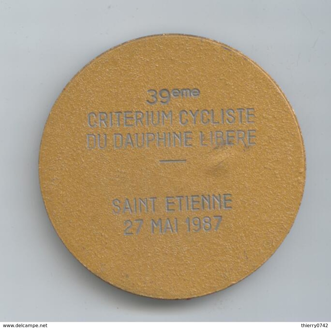 PLAQUE VELO CYCLISME 39 IEME CRITERIUM DAUPHINE LIBERE SAINT ETIENNE 1987 DETAILS - Ciclismo