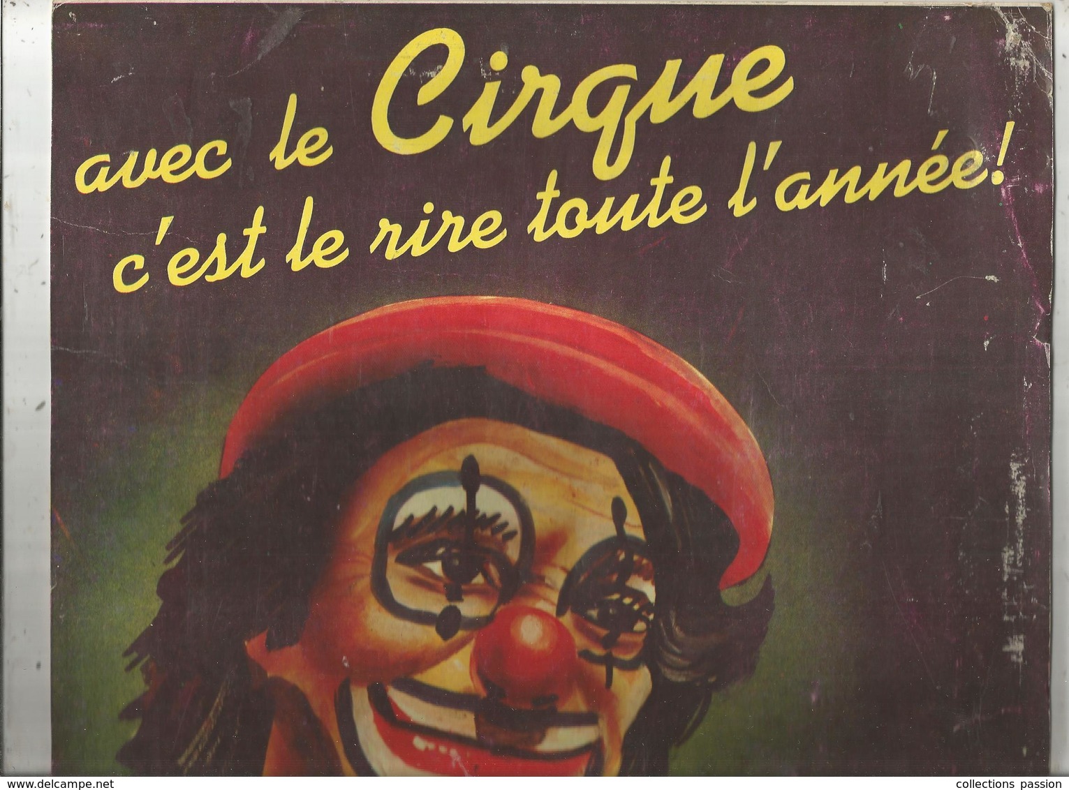 Publicité, Plaque En Carton,AVEC LE CIRQUE C'EST LE RIRE TOUTE L'ANNEE ! 355 X 275 Mm , Frais Fr 4.55 E - Targhe Di Cartone