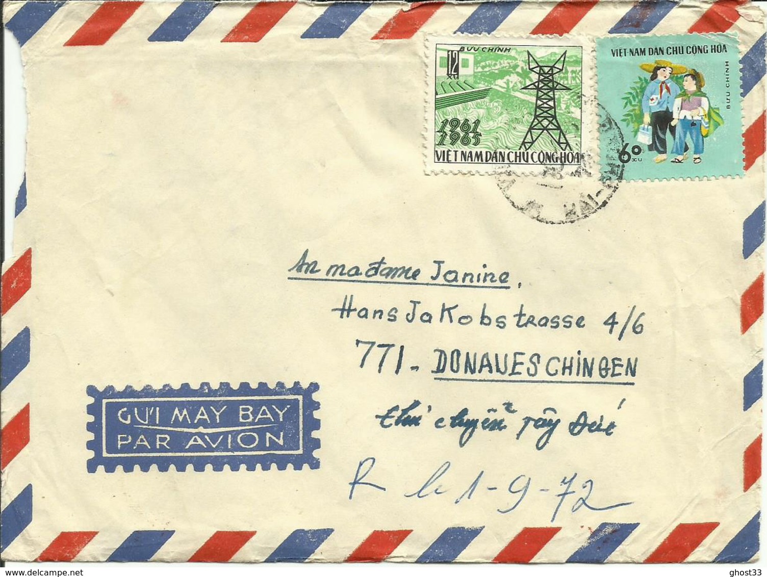 VIÊTNAM - 1972 - LETTRE DE HAI-PHONG À DONAUESCHINGEN (RFA) - Viêt-Nam