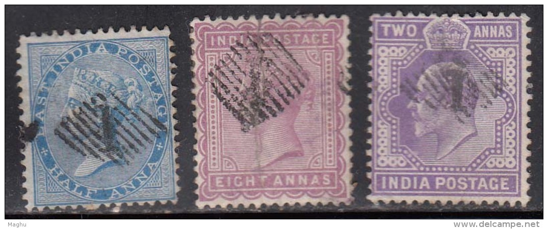 '1' Bombay City Post Office Strike, 3 Diff., Isssue,  British East India Used. Renouf / Jal Cooper Type 4 - 1854 Britse Indische Compagnie