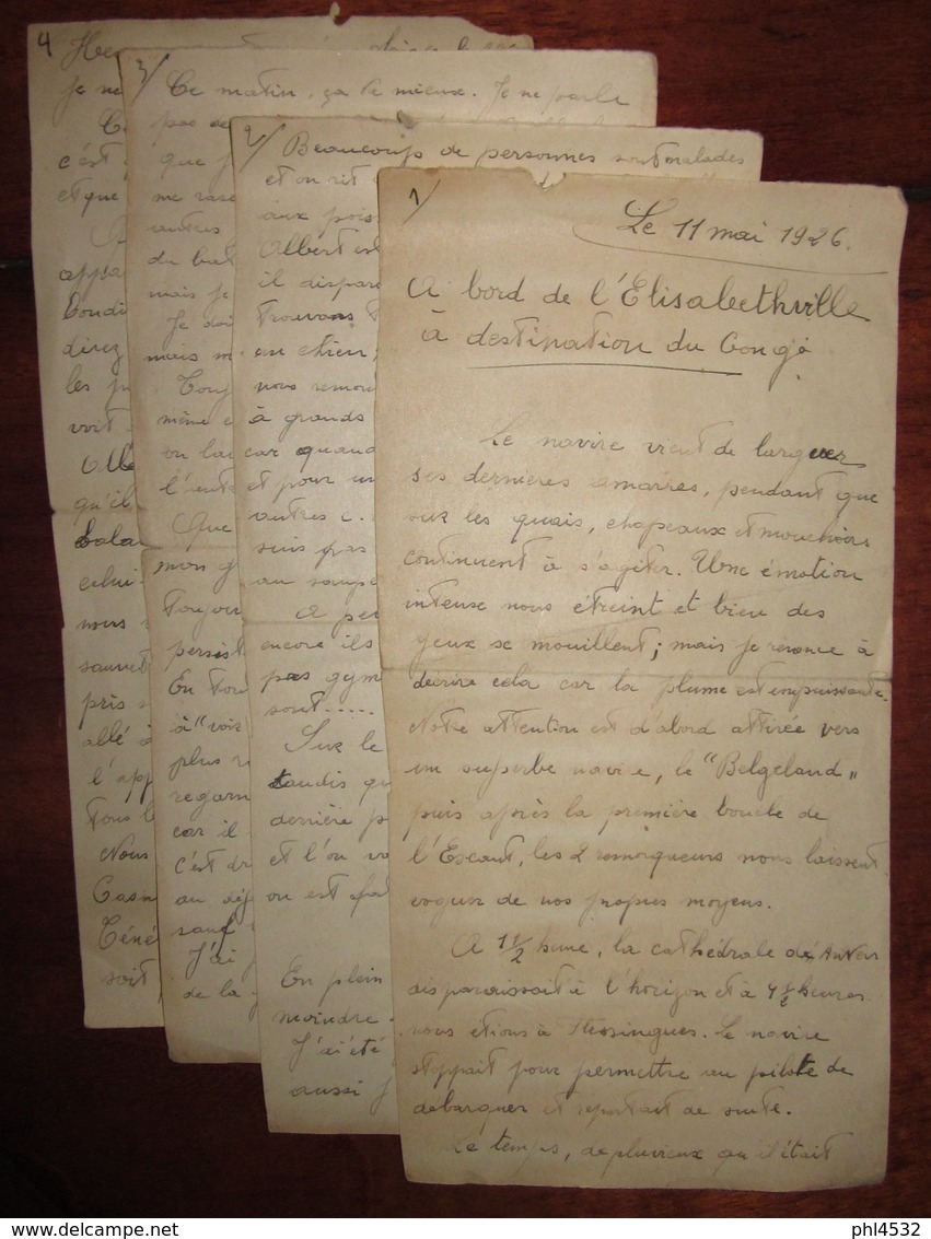 Lettre Congo Elisabethville Bateau 1926 - Non Classificati