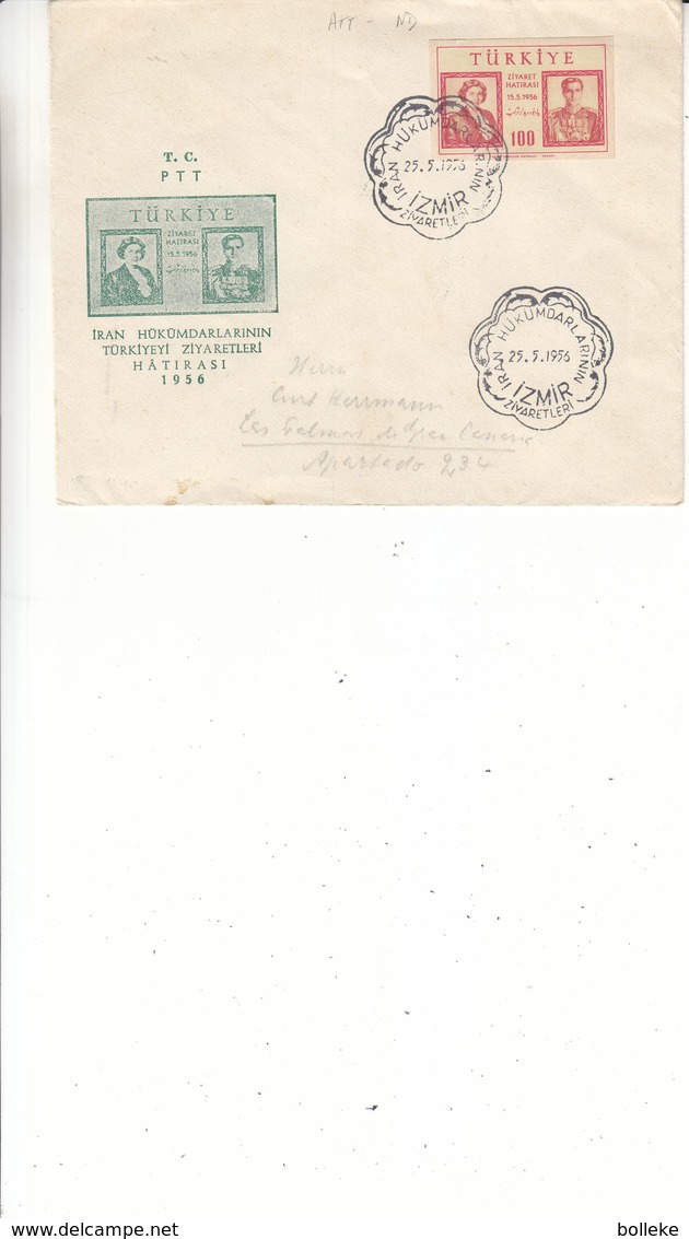 Turquie - Lettre De 1956 ° - Oblit Izmir - Exp Vers Las Palmas - Avec Timbre NON Dentelé - Briefe U. Dokumente