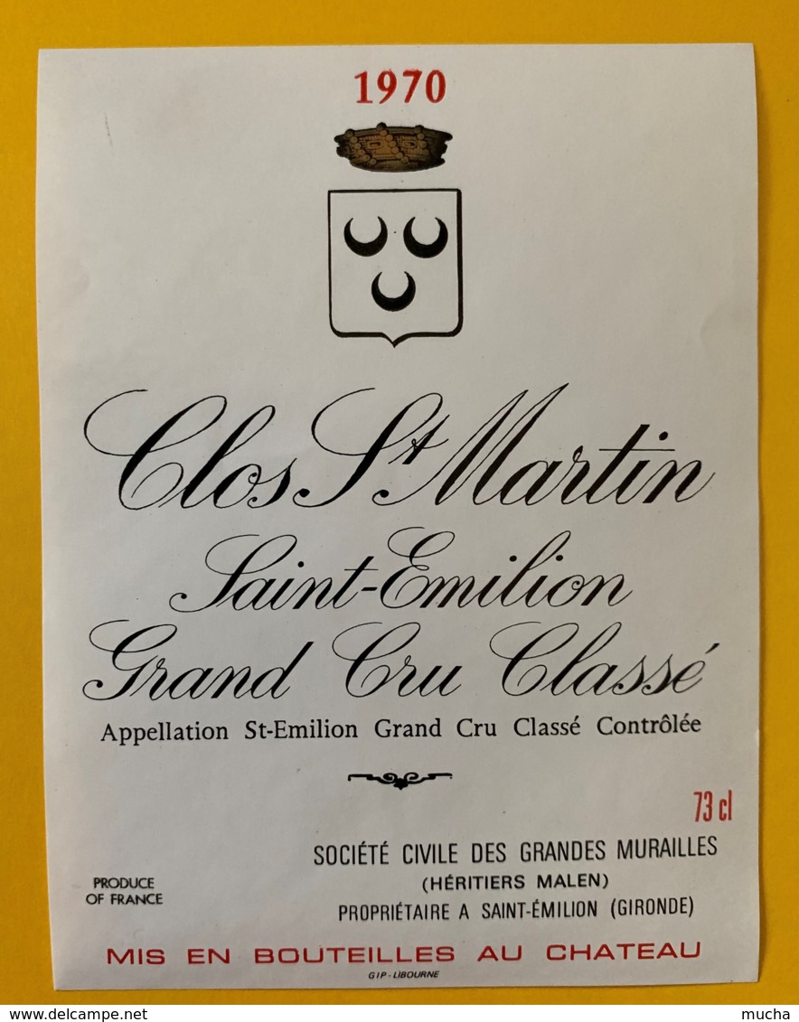 10372 - Clos Saint Martin 1970 Saint Emilion - Bordeaux