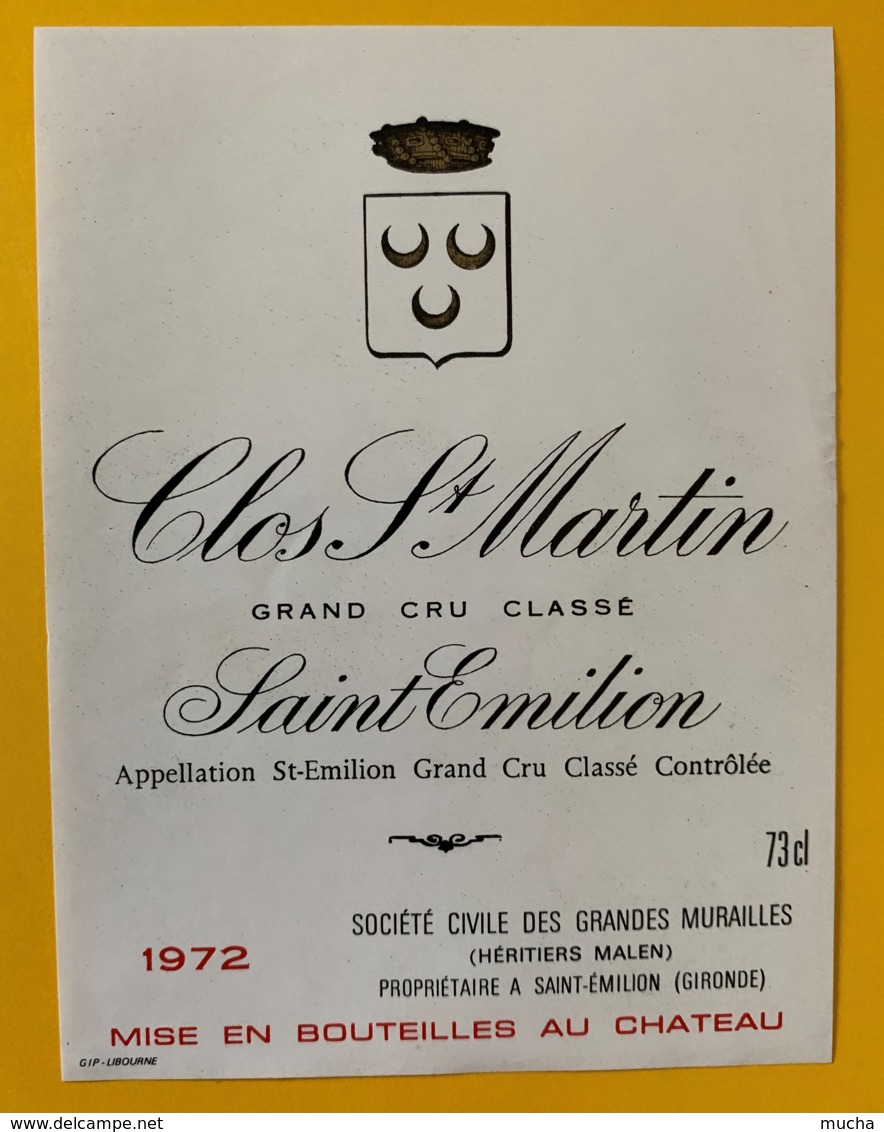 10374 - Clos Saint Martin 1972 Saint Emilion - Bordeaux
