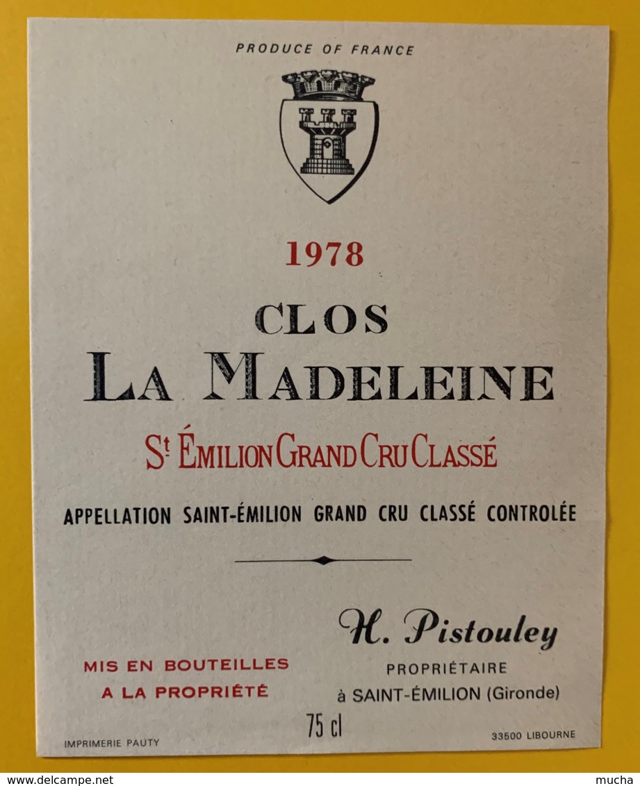 10383 - Clos La Madeleine  1978  Saint Emilion - Bordeaux