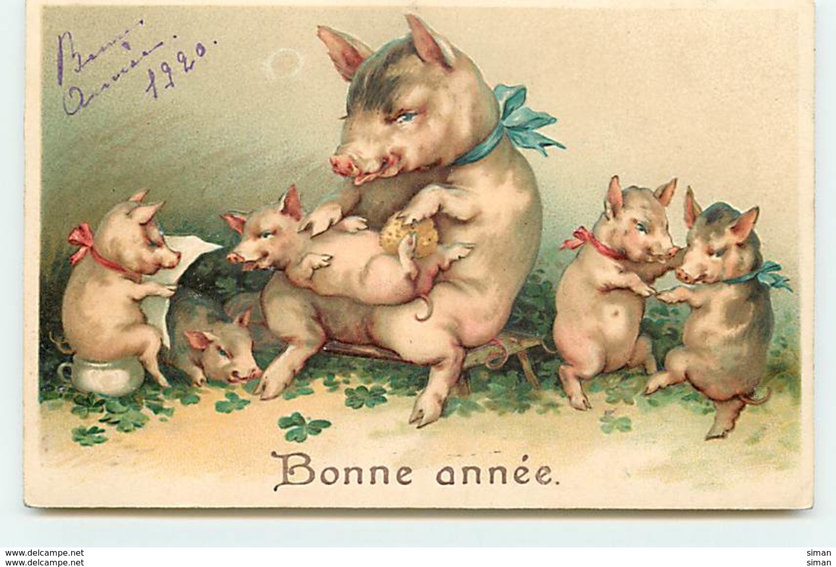 N°10216 - Carte Gaufrée - Bonne Année - Cochons - Nouvel An