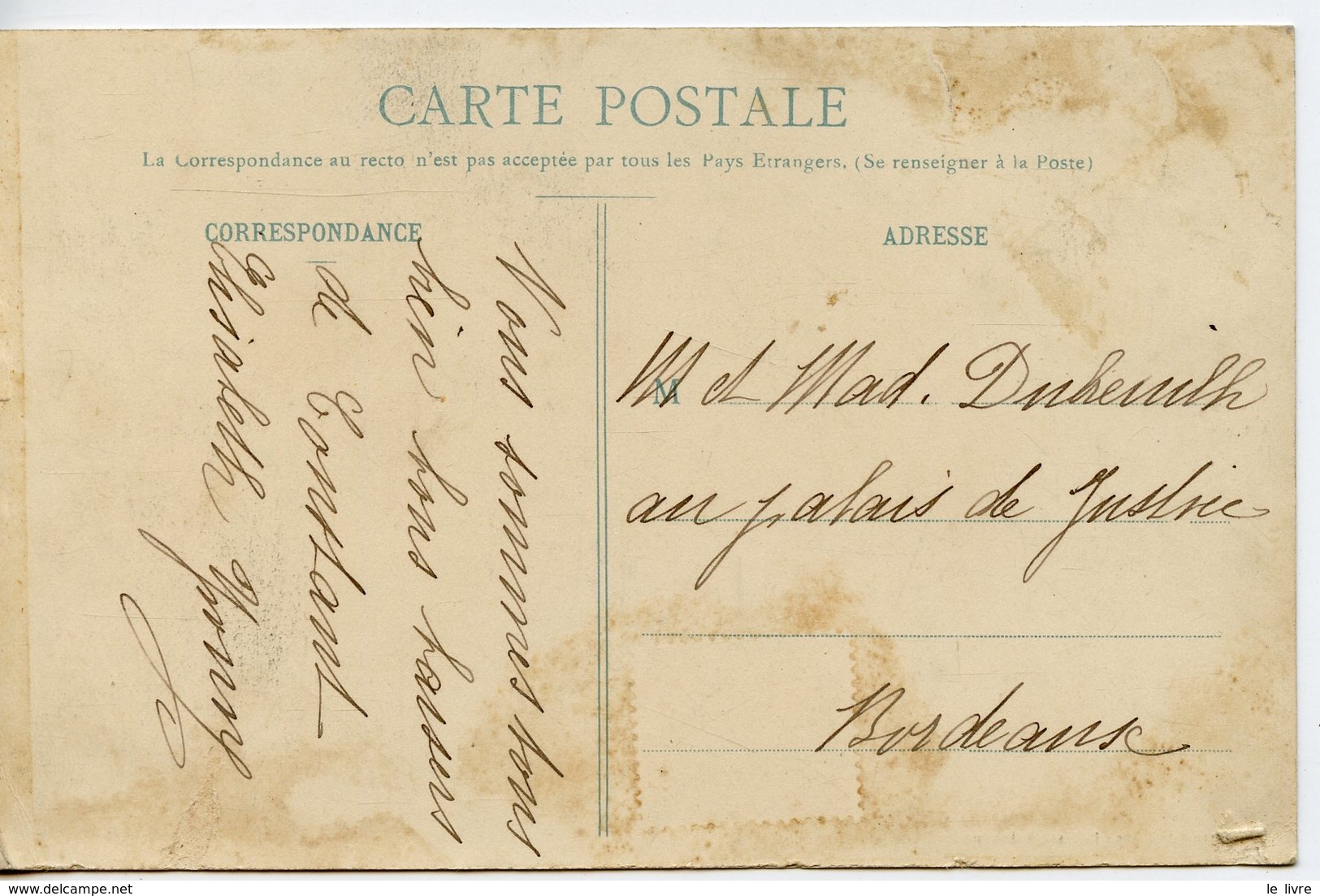 1104. CPA 33 CARTE ENTIEREMENT DEDOUBLEE. SAINT-LOUBES. LES ARCEAUX 1909 - Autres & Non Classés