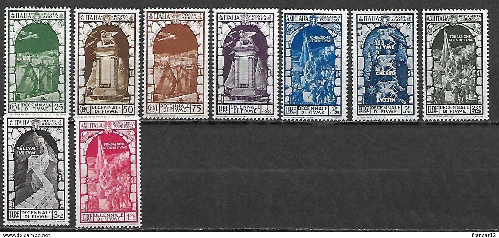 ITALIE  1934 - Poste Aérienne - Série Complète ** - YT AE 56 à 63  MNH  Côte YT : 25 Eur; Sassone: 34 Eur - Neufs