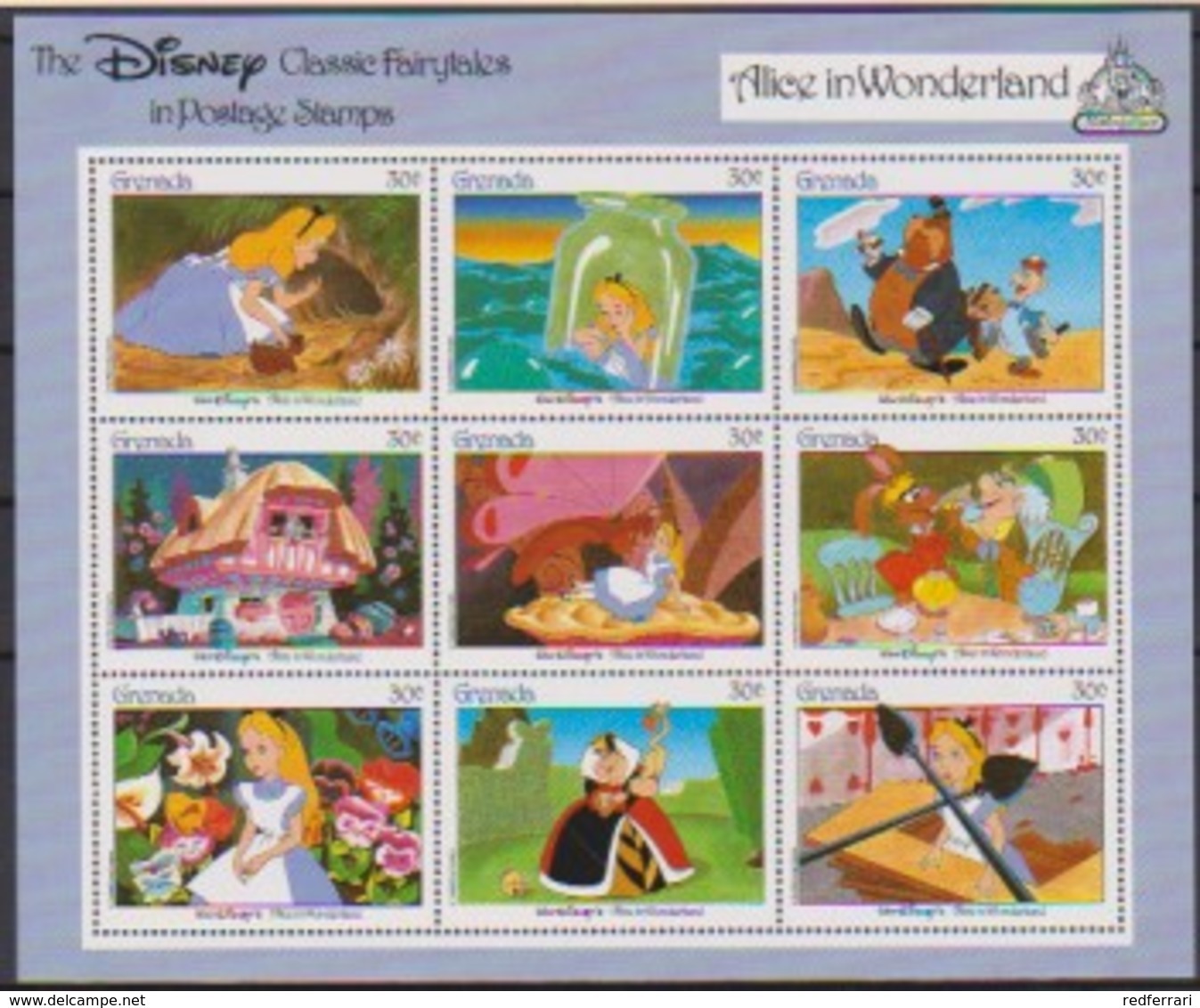 2484 WALT DISNEY -  GRENADA - CLASSIC FAIRYTALES  - ALICE In WONDERLAND . - Disney