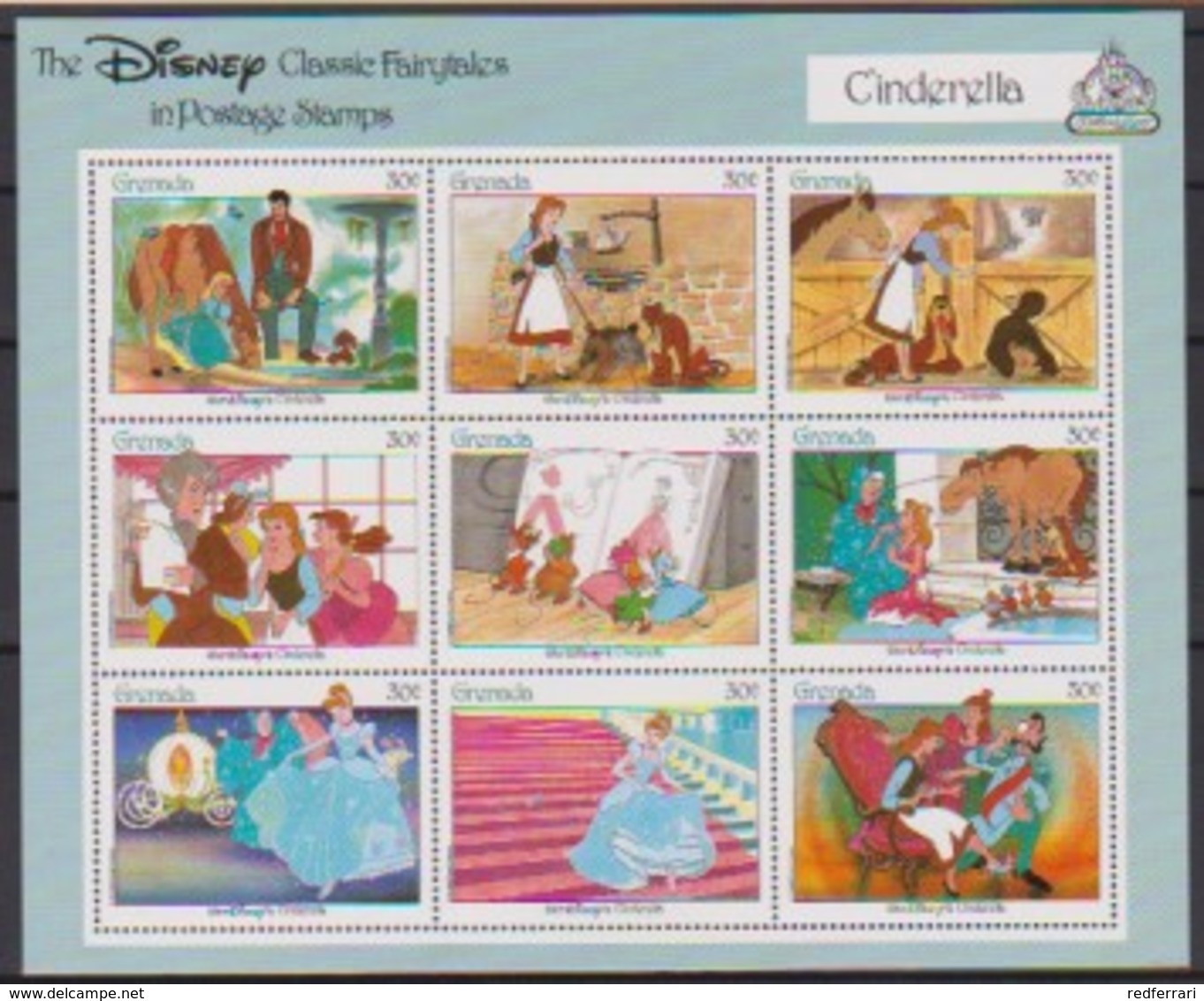 2487  WALT DISNEY -  GRENADA - CLASSIC FAIRYTALES  - CINDERELLA . - Disney