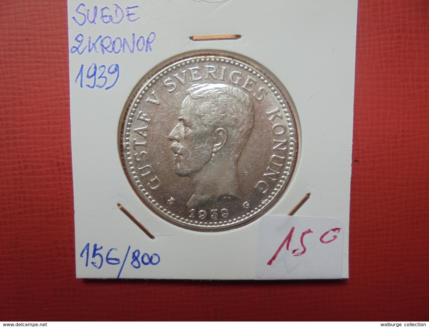 SUEDE 2 KRONER 1939 ARGENT BELLE QUALITE ! - Suède