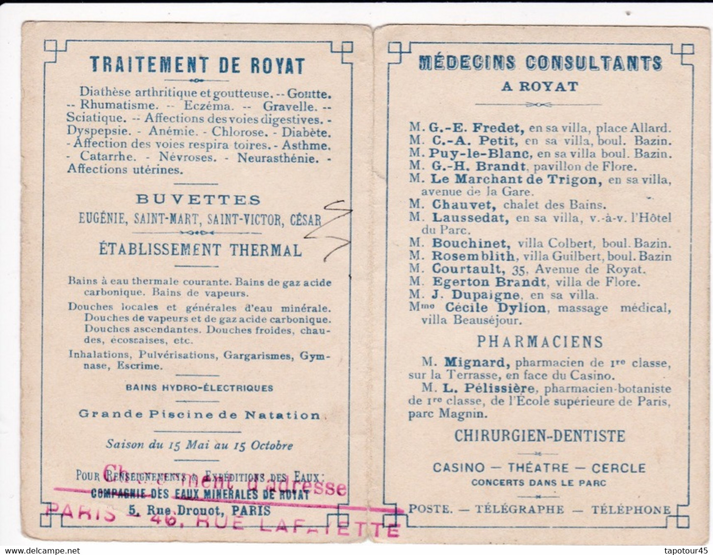 (Cl 4) Documents Vieille Publicité "Roya"    (Format  A 6 ) - Documents