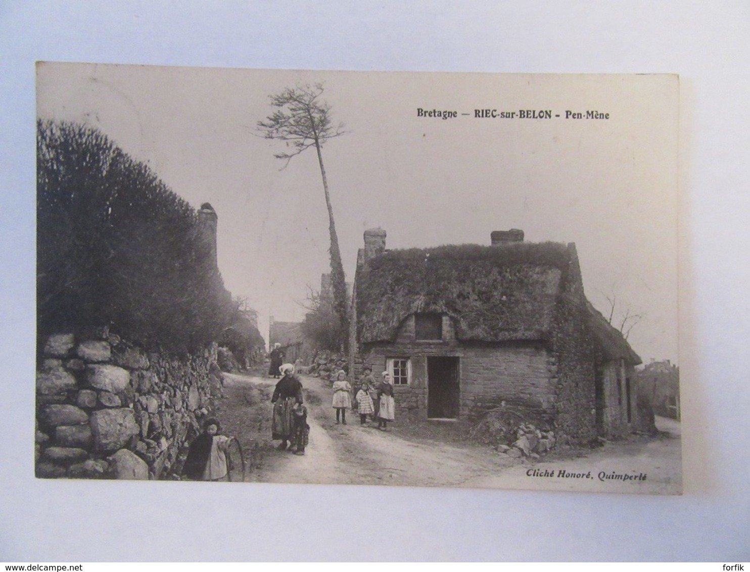 Riec-Sur-Belon (Finistère) - Pen-Mène - Carte Animée, Circulée En 1912 - Autres & Non Classés