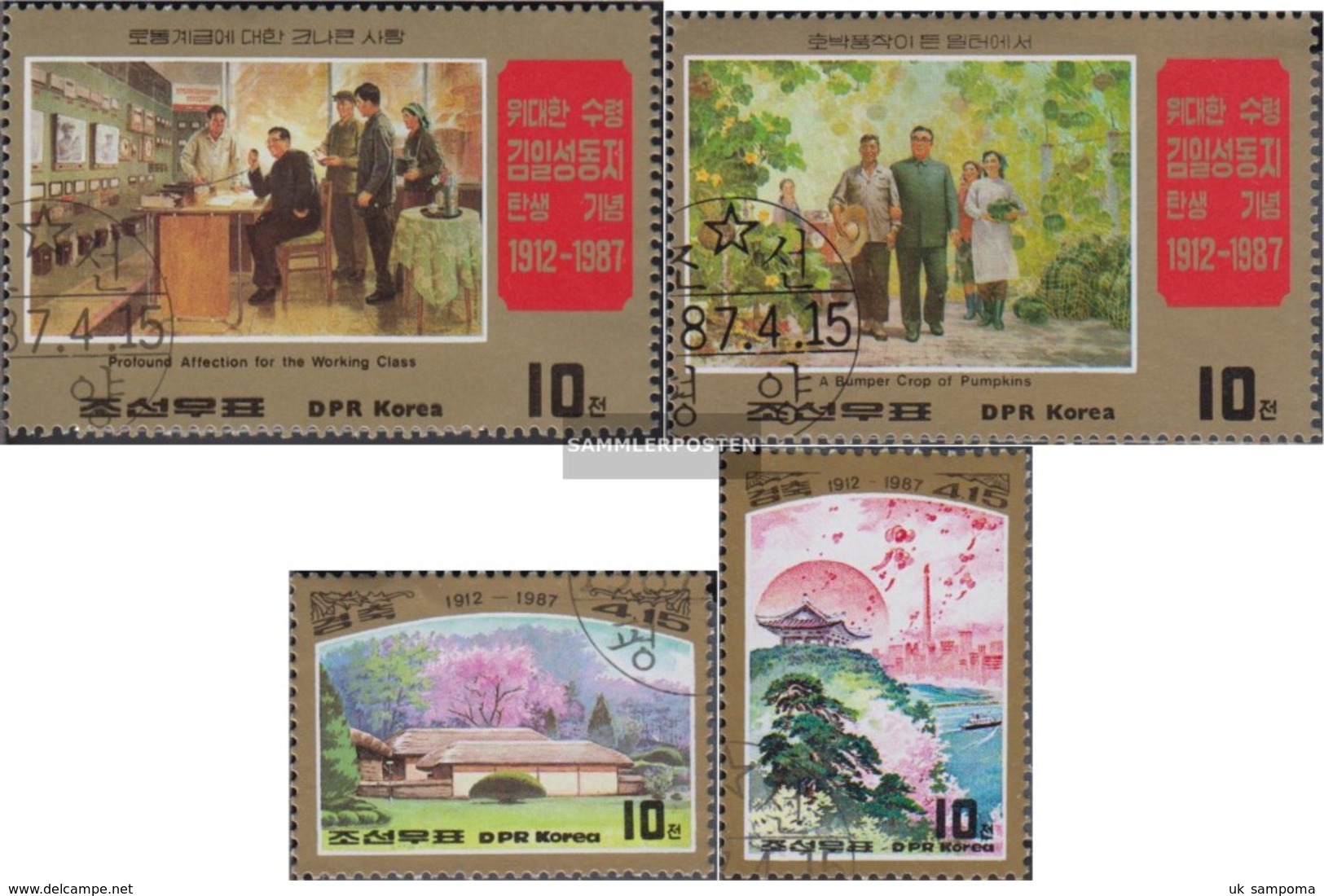 North-Korea 2833-2836 (complete Issue) Fine Used / Cancelled 1987 Kim II Sung: Paintings - Korea, North