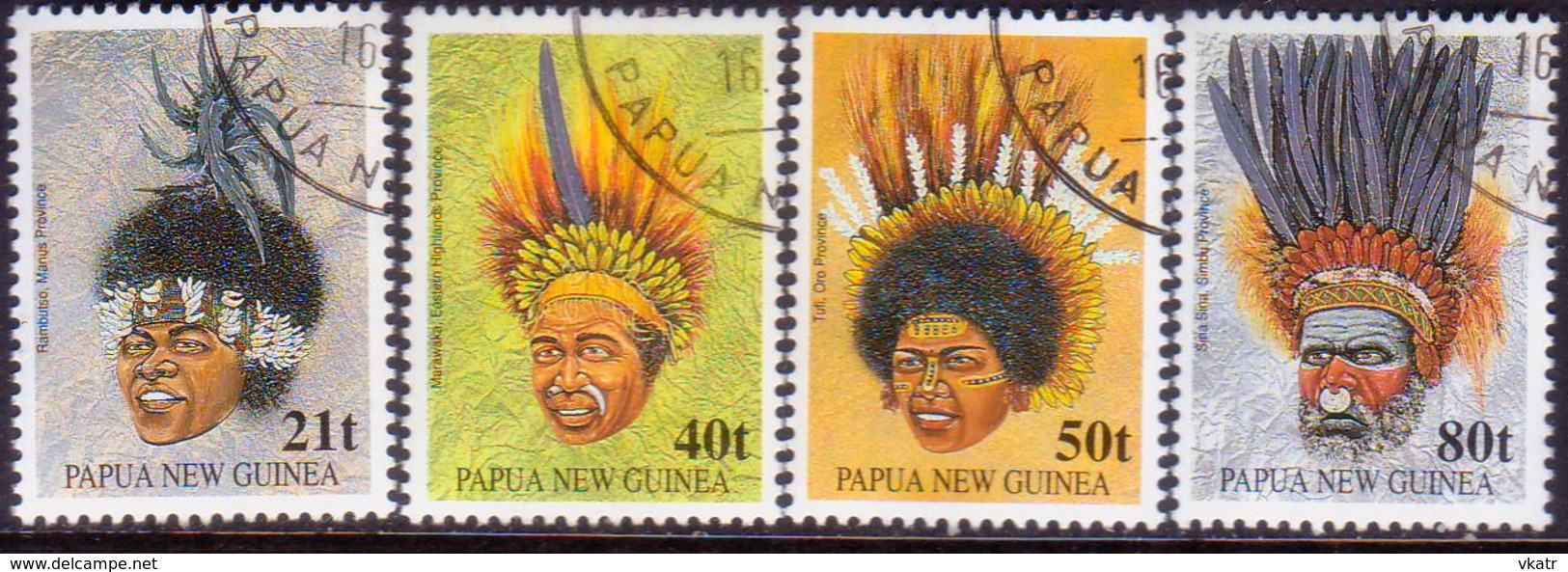 PAPUA NEW GUINEA 1991 SG #658-61 Compl.set Used Tribal Headdresses - Papua New Guinea