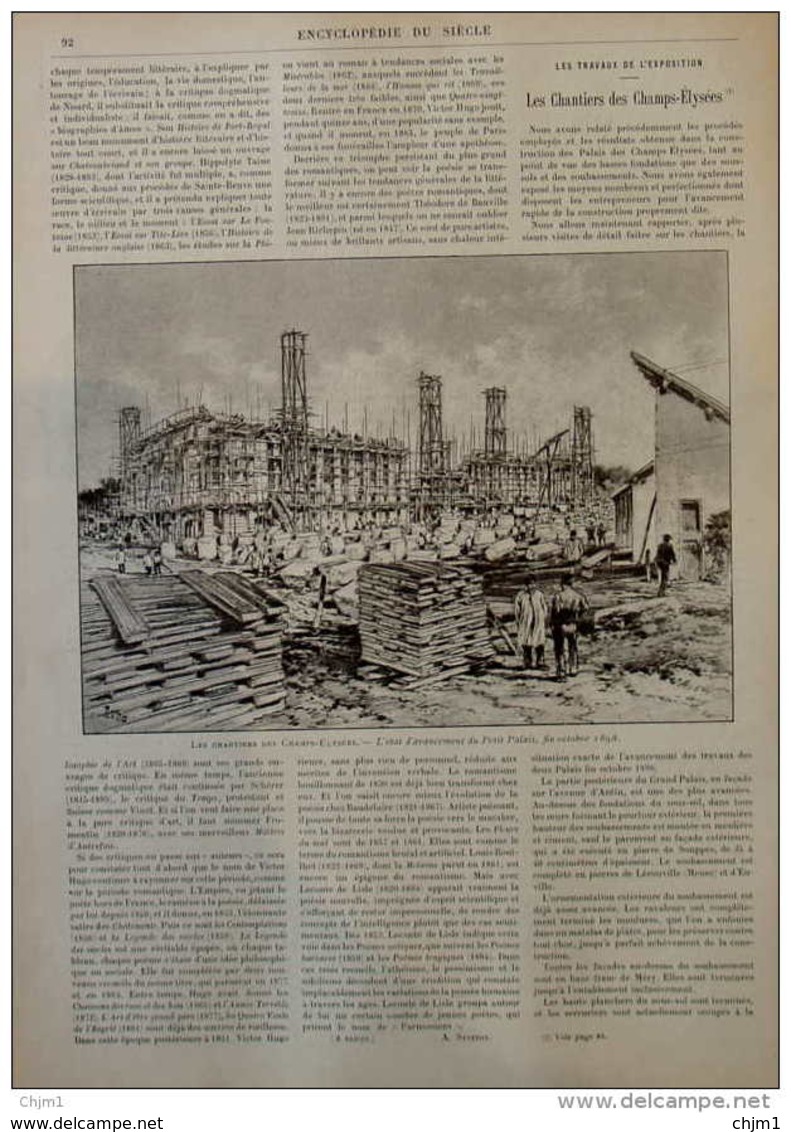 Les Chantiers De Champs-Élysées - L'état D'avancement Du Petit Palais - Page Original 1900 - Documents Historiques