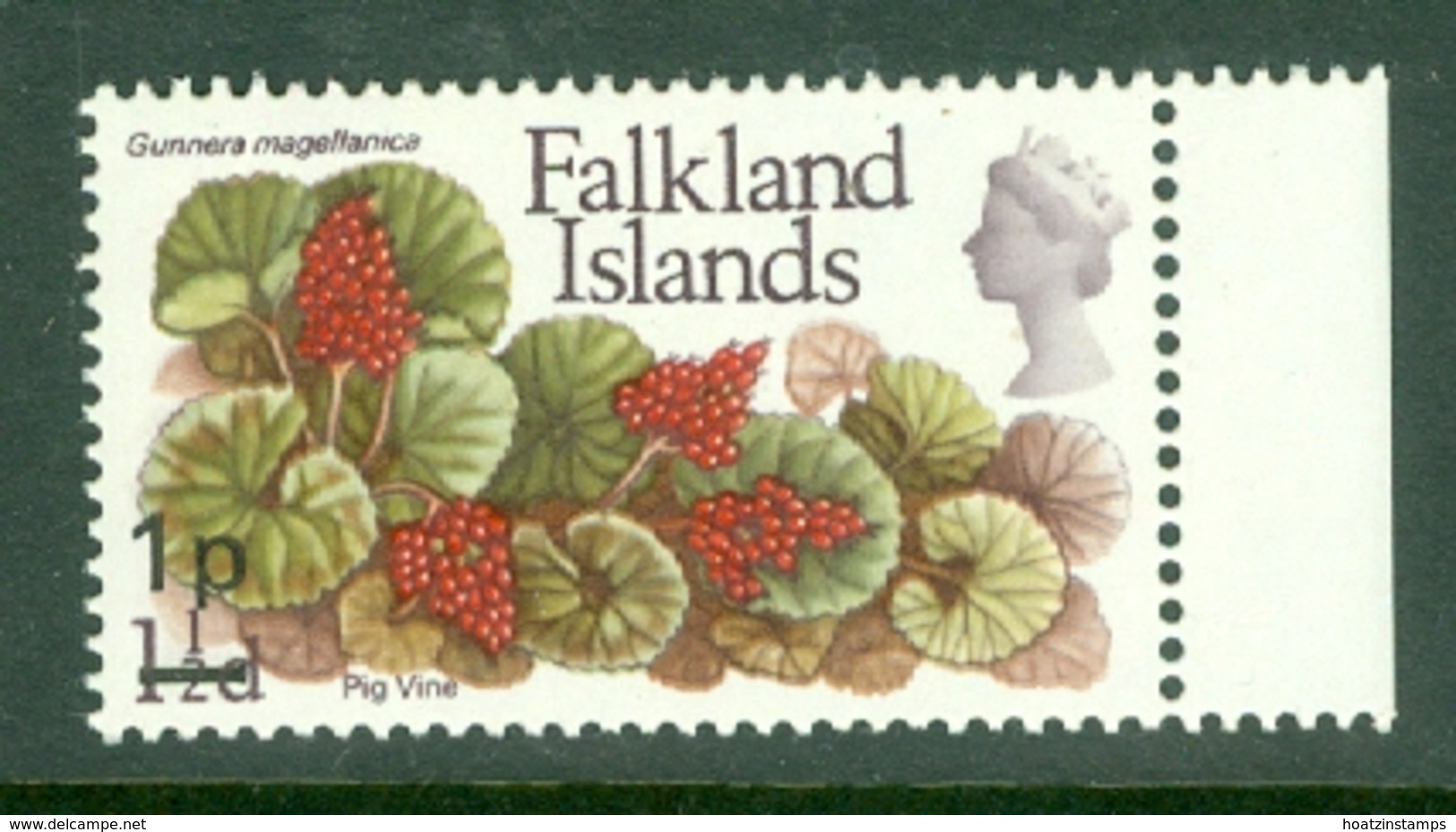 Falkland Is: 1971   QE II - Flowers - Decimal Currency Surcharge   SG264    1p On 1½d       MH - Falkland Islands