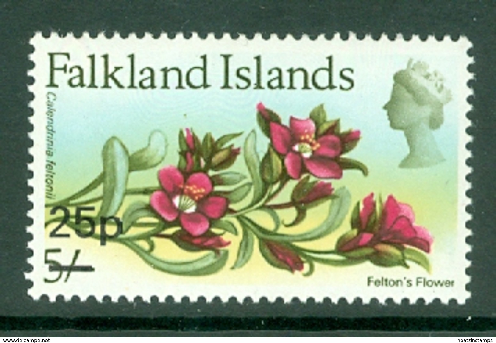 Falkland Is: 1971   QE II - Flowers - Decimal Currency Surcharge   SG275    25p On 5/-       MH - Falkland Islands