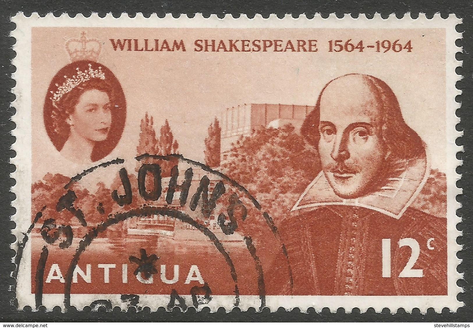 Antigua. 1964 400th Birth Anniv Of William Shakespeare.  12c Used. SG 164 - 1960-1981 Autonomia Interna