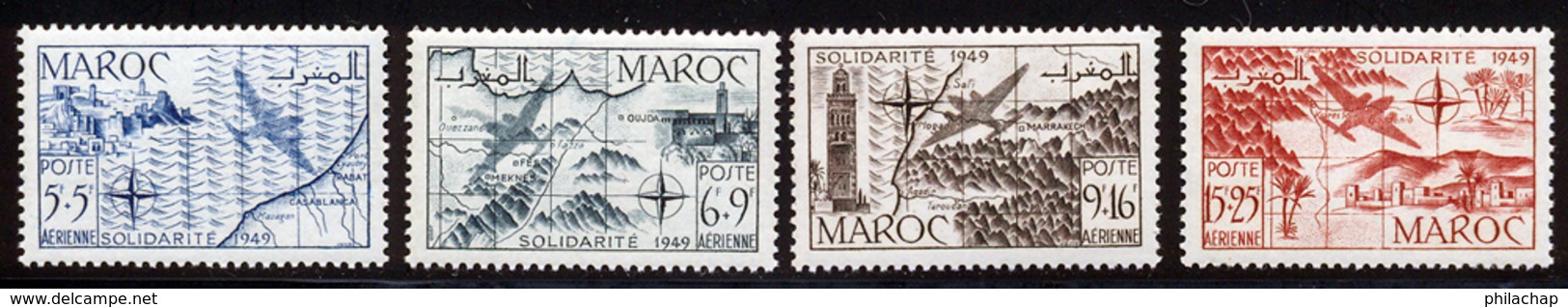 Maroc PA 1950 Yvert 75 / 78 ** TB - Aéreo