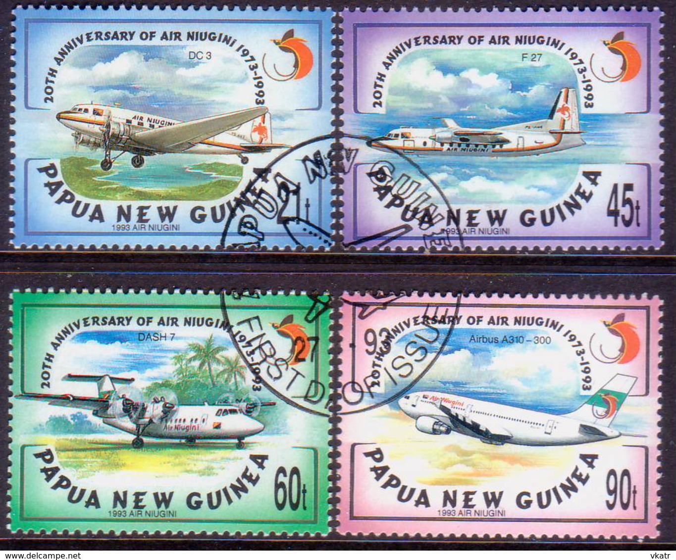 PAPUA NEW GUINEA 1993 SG #696-99 Compl.set Used Air Niugini - Papua New Guinea