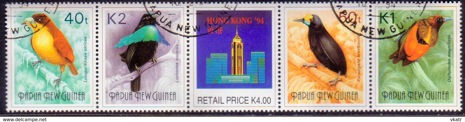 PAPUA NEW GUINEA 1994 SG #704-07 Compl.set In A Strip Of Four (incl. Centre Label) Used "Hong Kong '94" - Papua New Guinea