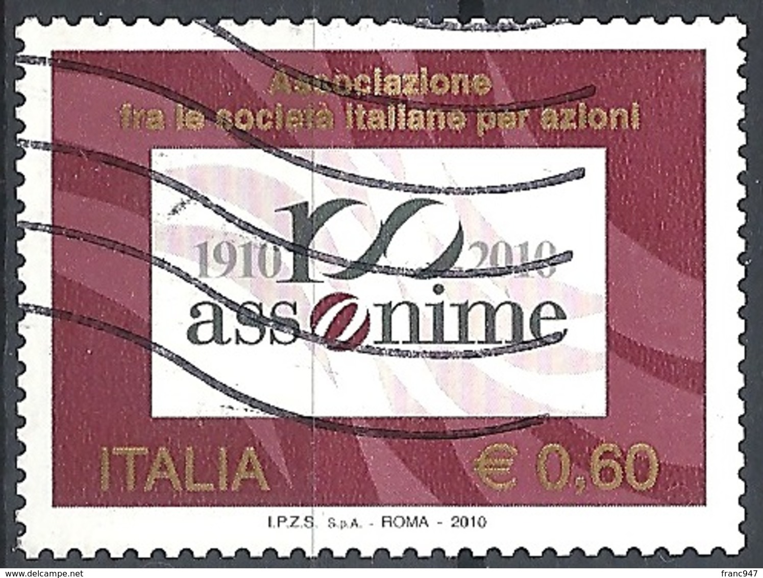 Italia, 2010 Assonime, 0.60 € # Sassone 3177 - Michel 3387 - Scott 3006 USATO - 2001-10: Usados