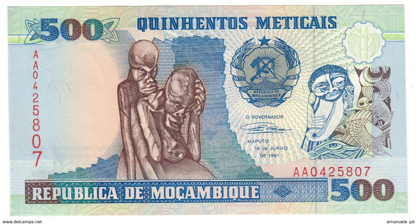 Mozambique 500 Meticais 1991 UNC .C4. - Mozambico