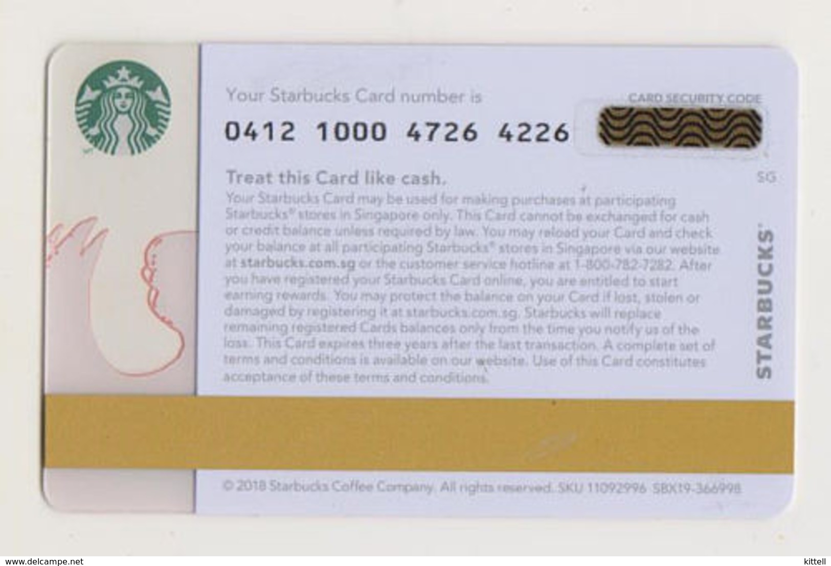 Starbucks Card Singapore Snowman Bird Cardinal 2018 Unused Pin Intact - Gift Cards