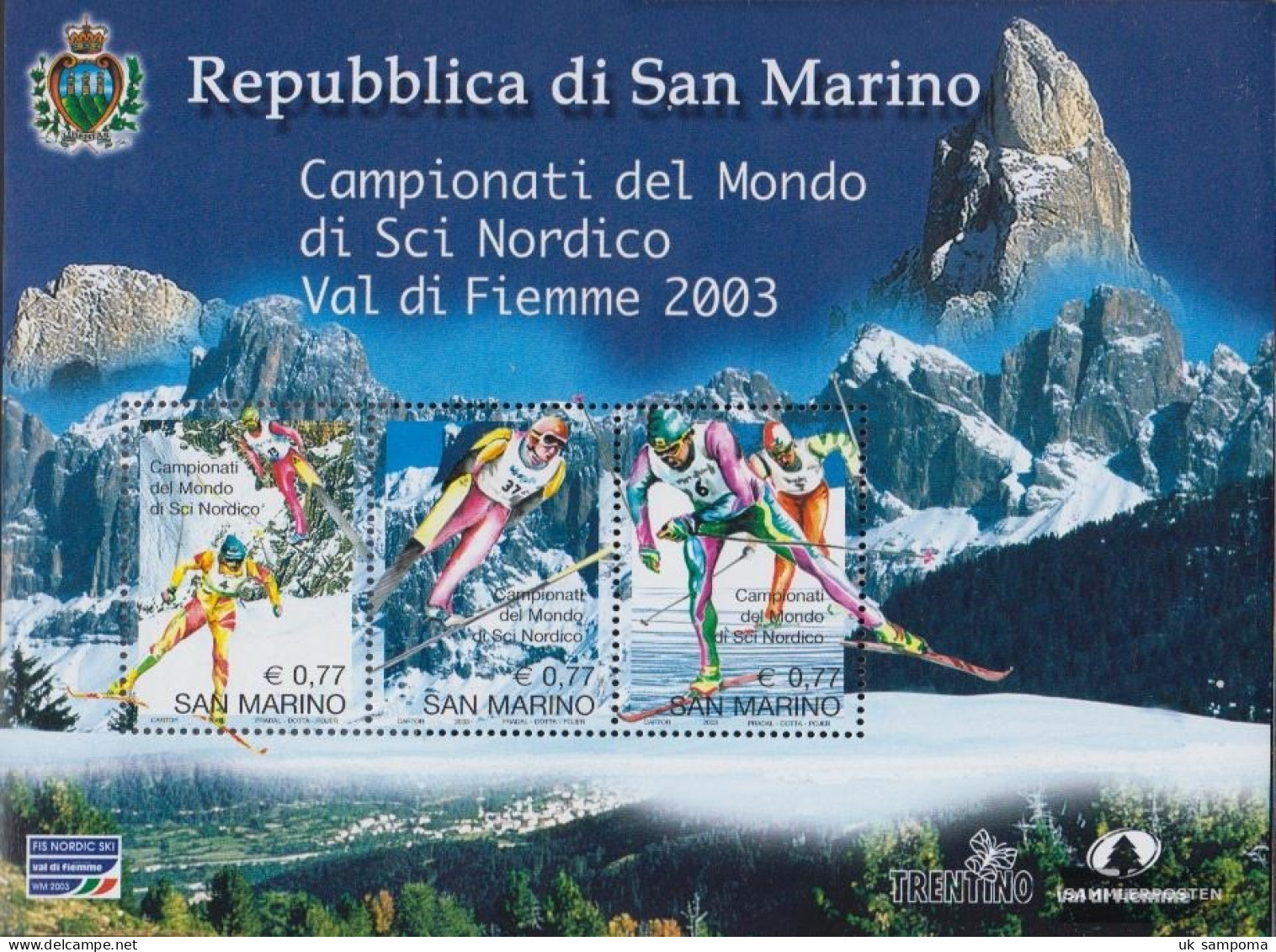 San Marino Block32 (complete Issue) Unmounted Mint / Never Hinged 2003 Nordic Ski-WM - Unused Stamps