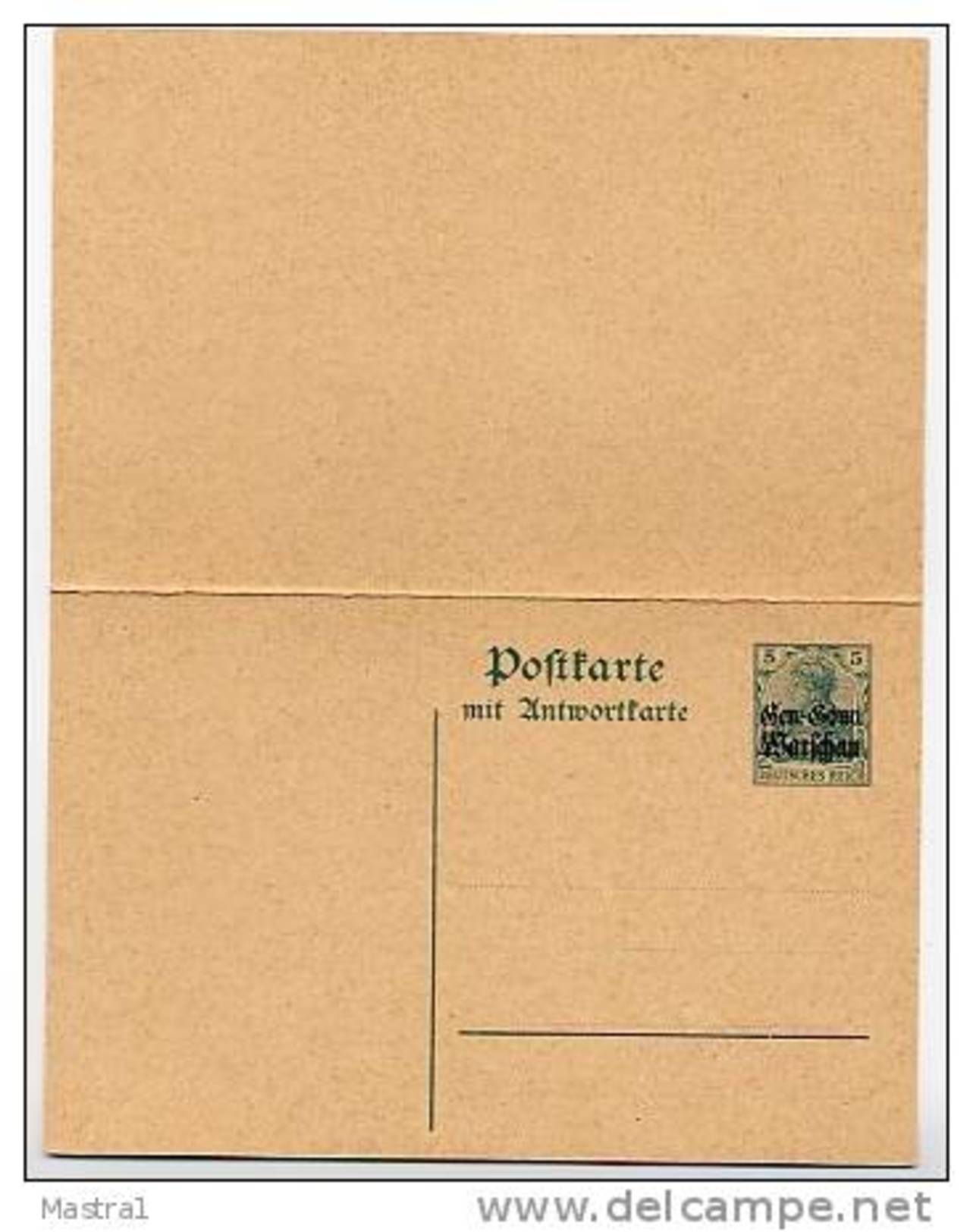 POLEN  P4  Antwort-Postkarte  ** 1916  Kat. 10,00 € - Bezetting 1914-18