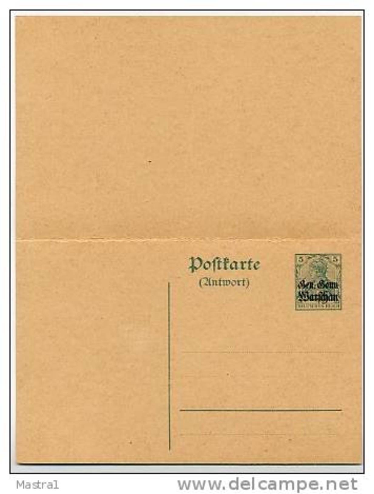 POLEN  P4  Antwort-Postkarte  ** 1916  Kat. 10,00 € - Bezetting 1914-18