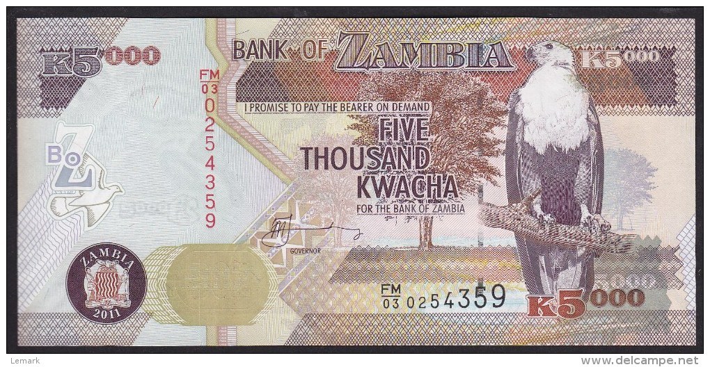 Zambia 5000 Kwacha 2011 P45g UNC - Zambie