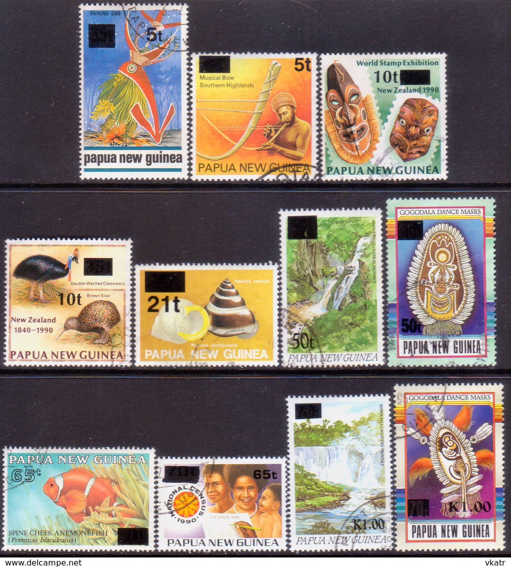 PAPUA NEW GUINEA 1994 SG #730-40 Compl.set Used Provisional Surcharges - Papua New Guinea