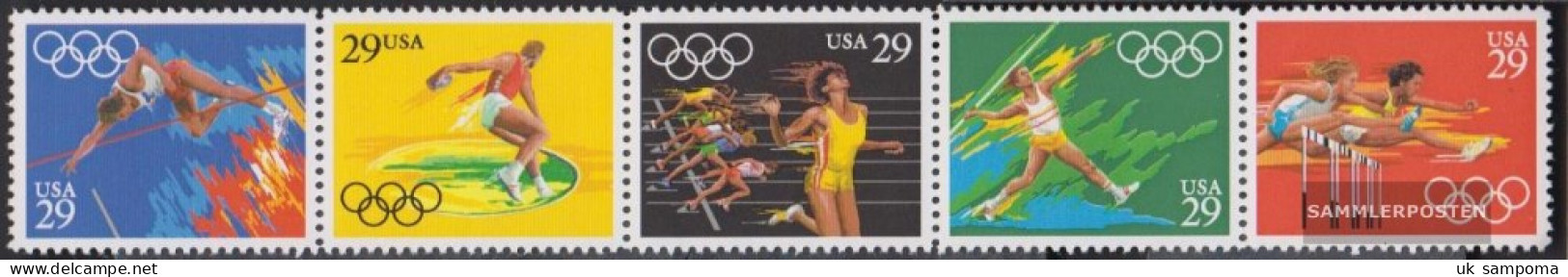 U.S. 2155-2159 Five Strips (complete Issue) Unmounted Mint / Never Hinged 1991 Olympics Summer - Unused Stamps