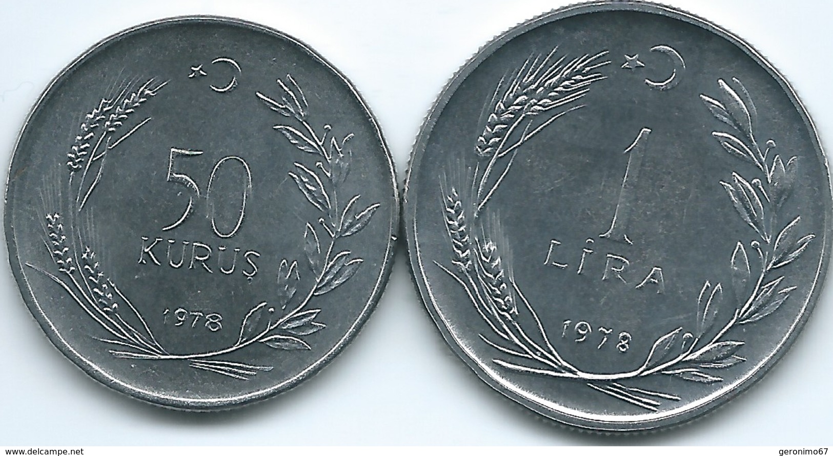 Turkey - 1978 - 50 Kurus (KM913) & 1 Lira (KM914) - FAO - Education For Women Village - Turquie