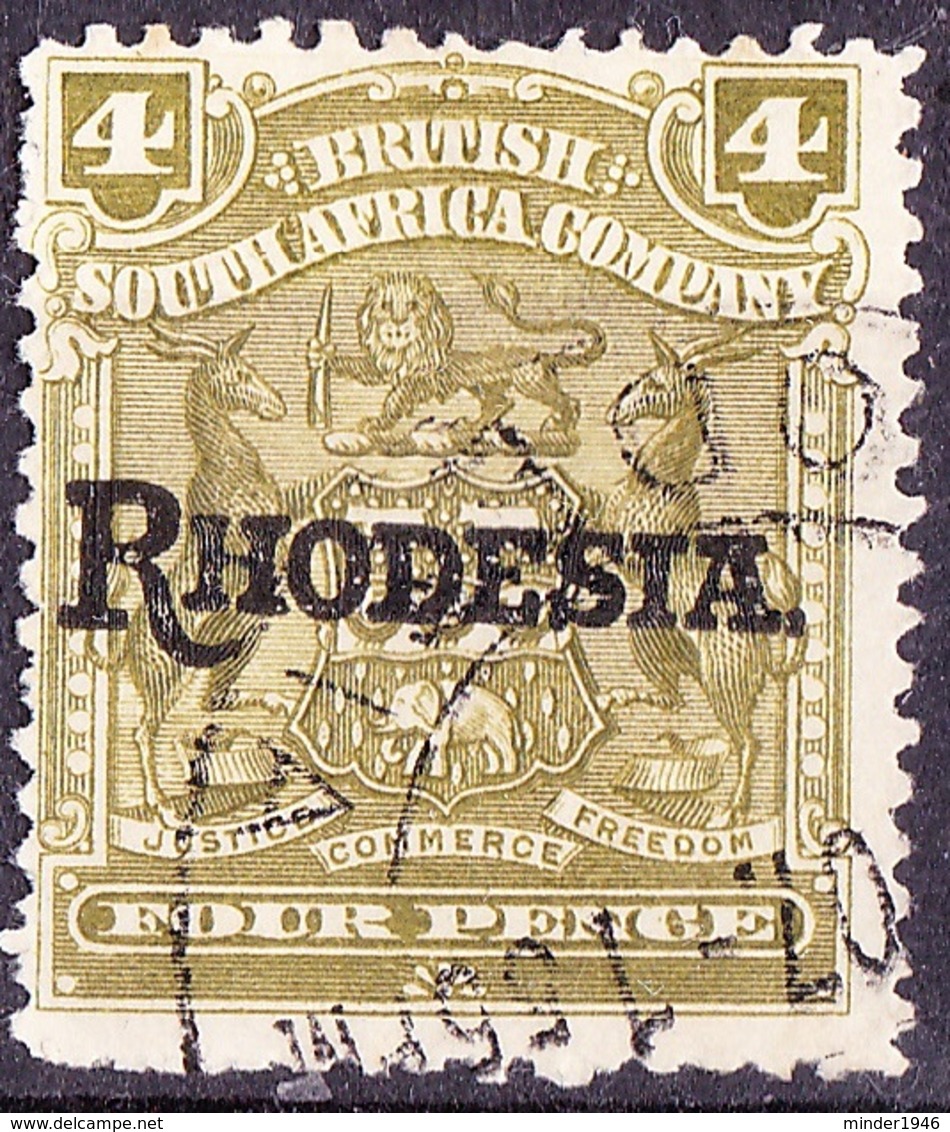 RHODESIA - BRITISH SOUTH AFRICA CO 1909 KEDVII 4d Olive SG105 Used - Other & Unclassified