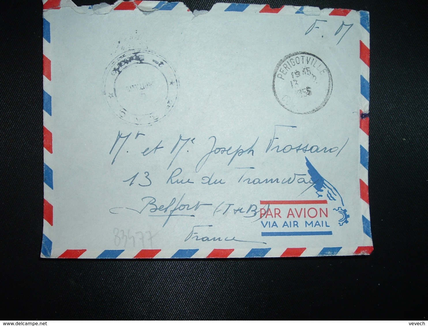 LETTRE En FM OBL.13-2 1956 PERIGOTVILLE CONSTANTINE+ 2me R.A.C. 2me Batterie + Exp. R. FROSSARD - Guerre D'Algérie